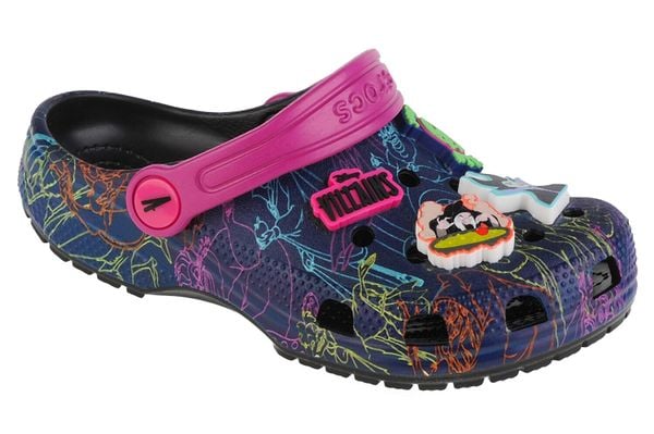 Sandały Córka Crocs Classic Disney niebieski. Niebieskie sandały Crocs, bez wzorów, z materiału, eleganckie, bez obcasa, bez zapięcia. Za 119.90 zł.