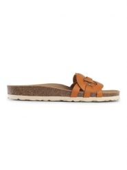 Sunbay Skórzane klapki "Lazuli" w kolorze jasnobrązowym rozmiar: 37. Brązowe klapki Sunbay, bez wzorów, z otwartym noskiem, bez obcasa. Za 189.95 zł.