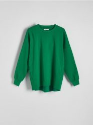 Bluza z kieszeniami - zielony. Zielone bluzy Reserved, l, bez wzorów, z bawełny, bez kaptura. W wyprzedaży za 39.99 zł.