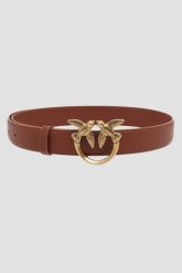 PINKO Brązowy pasek damski Love Berry H3 Belt, Rozmiar XS. Brązowe paski Pinko, bez wzorów. W wyprzedaży za 359.99 zł.