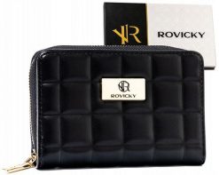 Pasek pikowany Rovicky R-PKK-02 czarny. Czarne portfele ROVICKY, bez wzorów, ze skóry ekologicznej. Za 69.99 zł.