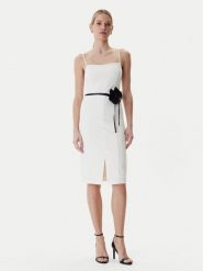 Guess Sukienka koktajlowa W6RK0G KC9O0 Écru Regular Fit. Sukienki Guess, s, z aplikacjami, z syntetyku, wizytowe, bez kołnierzyka, bez ramiączek. Za 619.99 zł.