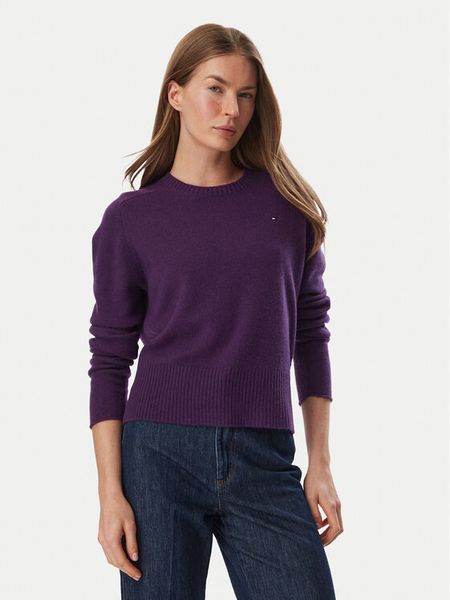 Tommy Hilfiger Sweter WW0WW51432 Fioletowy Regular Fit. Fioletowe swetry TOMMY HILFIGER, xl, bez wzorów, z wełny, bez ramiączek. Za 649.99 zł.