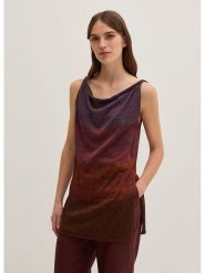 STEFANEL Bluzka w kolorze brązowo-fioletowym rozmiar: S. Brązowe bluzki Stefanel, s, bez wzorów, bez kołnierzyka, bez ramiączek. Za 217.99 zł.