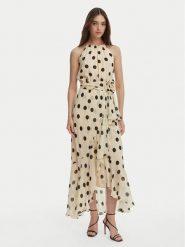 Marella Sukienka koktajlowa Fiero 2613221112 Beżowy Regular Fit. Brązowe sukienki Marella, bez wzorów, z wiskozy, wizytowe, bez kołnierzyka, bez ramiączek. Za 1,879.00 zł.