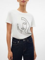 Vero Moda Koszulka w kolorze białym rozmiar: M. Białe bluzki Vero Moda, m, bez wzorów, z bawełny, bez kołnierzyka, bez ramiączek. Za 51.80 zł.