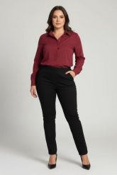 Eleganckie czarne spodnie Jeangaliny02 o kroju regular PLUS SIZE XXL OVERSIZE JESIEŃ. Czarne spodnie materiałowe Moda Size Plus Iwanek, na co dzień, plus size, bez wzorów, z bawełny, plus size. Za 199.90 zł.