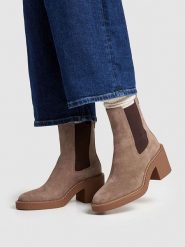 Pepe Jeans FOOTWEAR Skórzane sztyblety w kolorze szarobrązowym rozmiar: 38. Brązowe botki Pepe Jeans FOOTWEAR, z jeansu, bez zapięcia. Za 312.58 zł.