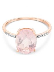 Diamant Exquis Złoty pierścionek z diamentami i różowym kwarcem rozmiar: 54. Czerwone pierścionki Diamant Exquis, z diamentem, złote. Za 1,087.99 zł.