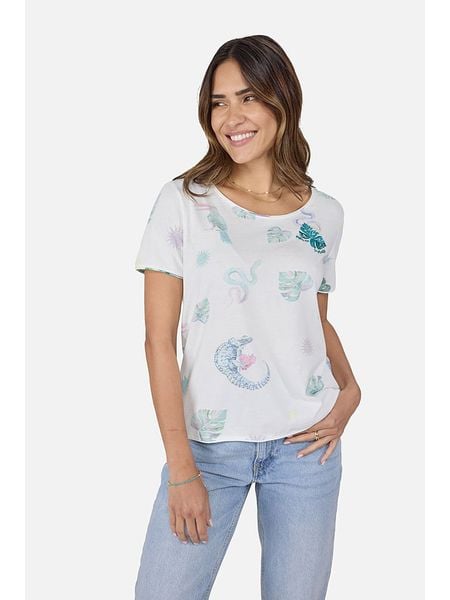 LIEBLINGSSTÜCK Koszulka "Celice" w kolorze białym ze wzorem rozmiar: 3XL. Białe bluzki LIEBLINGSSTÜCK, xl, bez wzorów, z bawełny, bez kołnierzyka, bez ramiączek. Za 169.95 zł.