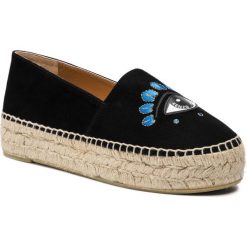 Espadryle KENZO - F952ES282L58 Noir 99. Czarne espadryle Kenzo, bez wzorów, z nubiku, bez obcasa, na płaskiej podeszwie, bez zapięcia. W wyprzedaży za 619.00 zł.