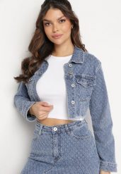 Granatowa Jeansowa Kurtka o Krótkim Kroju z Metalowymi Guzikami i Kieszeniami Enipiria. Niebieskie kurtki Born2be, l, bez wzorów, z jeansu, bez kaptura. Za 79.99 zł.