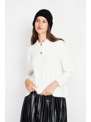 ASSUILI Sweter w kolorze białym rozmiar: 36. Białe swetry Assuili, bez wzorów, ze splotem, bez ramiączek. Za 113.99 zł.