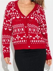 Świąteczny kardigan z sercami i zimowym deseniem - wielobarwny. Kardigany Sinsay, l, bez wzorów. Za 69.99 zł.