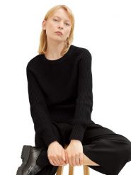 Tom Tailor Sweter w kolorze czarnym rozmiar: L. Czarne swetry Tom Tailor, l, bez wzorów, ze splotem, bez ramiączek. Za 79.21 zł.