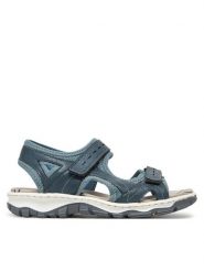 Rieker Sandały 68866-12 Niebieski. Niebieskie sandały Rieker, bez wzorów, z materiału, bez obcasa, na płaskiej podeszwie, bez zapięcia. Za 259.99 zł.