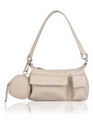 Bellicci Skórzana torebka "Kalie" w kolorze beżowym - 24 x 13,5 x 10 cm rozmiar: onesize. Brązowe torby na ramię Bellicci, bez wzorów, z materiału, na ramię, bez dodatków. Za 217.99 zł.