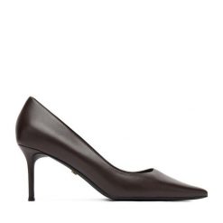 Szpilki Gino Rossi. Brązowe szpilki Gino Rossi, bez wzorów, bez obcasa, na szpilce, bez zapięcia. Za 299.99 zł.