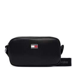 Torebka Tommy Jeans. Czarne listonoszki Tommy Jeans, bez wzorów, z jeansu, bez dodatków. Za 369.99 zł.