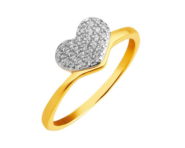 Złoty pierścionek z cyrkoniami - serce. Żółte pierścionki Apart, z cyrkonią, złote. Za 1,019.00 zł.