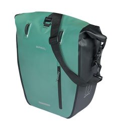 Pojedyncza torba rowerowa Rivo M MIK Hooks, srebrno-zielona. Czarne torby na laptopa BASIL, bez wzorów, z materiału, na ramię. Za 318.00 zł.