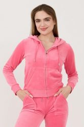 JUICY COUTURE Różowa damska bluza Robertson Hoodie, Rozmiar XL. Czerwone bluzy sportowe Juicy Couture, s, bez wzorów, bez kaptura. W wyprzedaży za 319.99 zł.