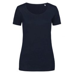 Koszulka Damska Finest Cotton T-shirt. Niebieskie bluzki STEDMAN, bez wzorów, casualowe, bez kołnierzyka, bez ramiączek. Za 34.99 zł.