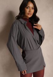 Ciemnoszara Koszula z Bawełny Oversize Lobane. Szare koszule Renee, l, bez wzorów, z bawełny, biznesowe, bez kołnierzyka, bez ramiączek. Za 129.99 zł.