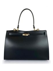 ORE10 Skórzana torebka "Bo" w kolorze czarnym - 34 x 24 x 12 cm rozmiar: onesize. Czarne torby na ramię ORE10, bez wzorów, z materiału, przez ramię, bez dodatków. Za 361.02 zł.
