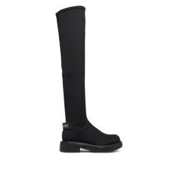 Muszkieterki LOVE MOSCHINO. Czarne kozaki Love Moschino, bez obcasa, na płaskiej podeszwie, bez zapięcia. Za 1,099.00 zł.