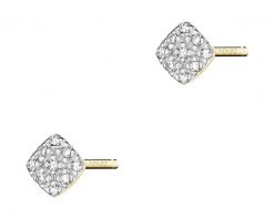 Kolczyki z żółtego złota z diamentami - kwadraty - 0,05 ct - próba 375. Żółte kolczyki Apart, z diamentem, złote. W wyprzedaży za 671.30 zł.
