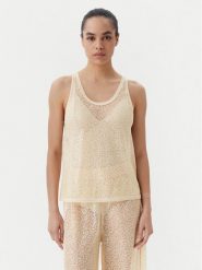 PINKO Top Waiting canottiera rete Beżowy Slim Fit. Brązowe topy Pinko, xl, bez wzorów, z syntetyku, bez kołnierzyka, bez ramiączek. Za 469.99 zł.
