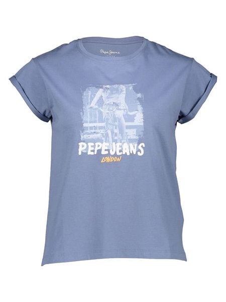Pepe Jeans Koszulka w kolorze niebieskim rozmiar: M. Niebieskie bluzki Pepe Jeans, m, bez wzorów, z bawełny, bez kołnierzyka, bez ramiączek. Za 69.45 zł.