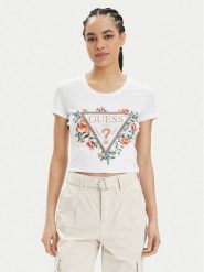 Guess T-Shirt W4GI24 J1314 Biały Slim Fit. Białe t-shirty Guess, xl, z aplikacjami, z bawełny, bez kołnierzyka, bez ramiączek. Za 109.99 zł.