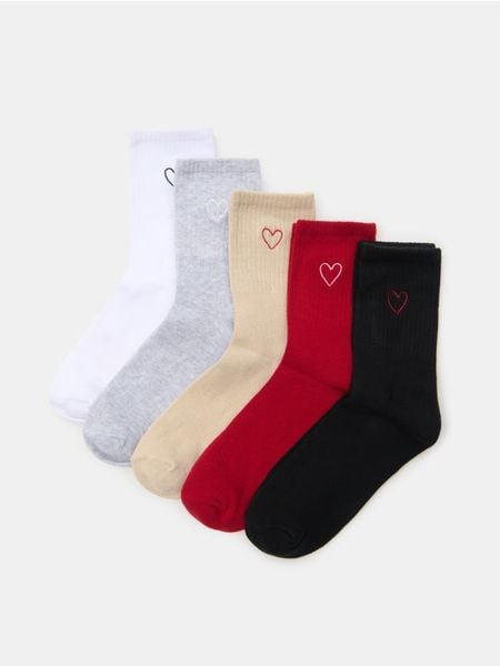 Długie skarpetki 5 pack - wielobarwny. Skarpety Sinsay, bez wzorów. Za 17.99 zł.