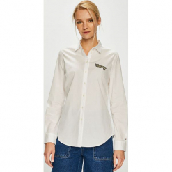 Tommy Hilfiger - Koszula. Białe koszule TOMMY HILFIGER, z aplikacjami, z bawełny, casualowe, bez kołnierzyka, bez ramiączek. W wyprzedaży za 199.90 zł.