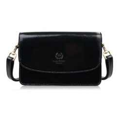 Torebka damska mała skórzana lakierowana czarna kopertówka na ramię do ręki Paolo Peruzzi AY-18-BL. Czarne torby na ramię bez wzorów, z lakierowanej skóry, eleganckie, do ręki, małe, lakierowane, bez dodatków. Za 189.00 zł.