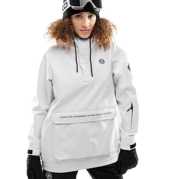 Damska kurtka snowboardowa Sporty zimowe SIROKO W3-W Antarctica. Białe kurtki narciarskie SIROKO, bez wzorów, z softshellu, bez kaptura, narciarskie. W wyprzedaży za 296.00 zł.