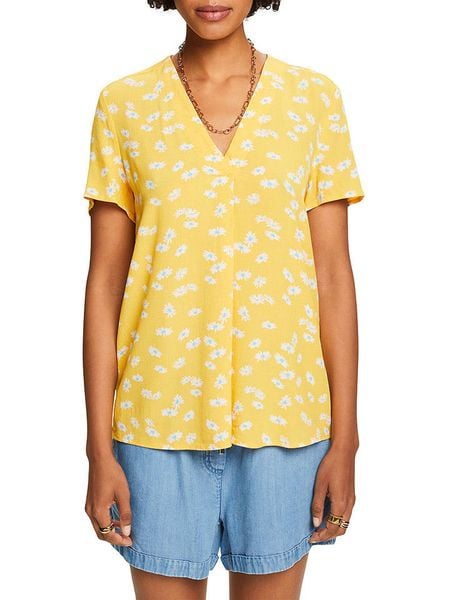 ESPRIT Bluzka w kolorze żółto-białym rozmiar: M. Żółte bluzki Esprit, m, bez wzorów, z wiskozy, klasyczne, bez kołnierzyka, bez ramiączek. Za 74.46 zł.