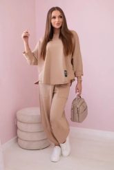 Komplet bawełniany bluza + spodnie jasny camelowy. Bluzy KESI, l, bez wzorów, z bawełny, bez kaptura. Za 284.37 zł.
