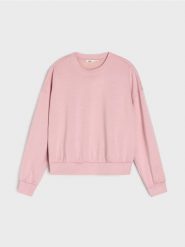 Gładka bluza z długim rękawem soft touch - różowy. Czerwone bluzy Sinsay, l, bez wzorów, bez kaptura. Za 49.99 zł.