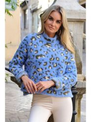 Bleu d'Azur Sweter "Ada" w kolorze niebieskim rozmiar: 44/46. Niebieskie swetry Bleu d'Azur, w ażurowe wzory, bez ramiączek. Za 109.78 zł.