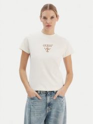 Guess T-Shirt V4YI21 KCDH1 Écru Regular Fit. T-shirty Guess, xxs, z aplikacjami, z bawełny, bez kołnierzyka, bez ramiączek. Za 159.99 zł.