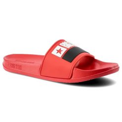 Czerwone Klapki Damskie Big Star Wodoodporne Buty. Czerwone klapki Big Star, bez wzorów, z tworzywa sztucznego, bez obcasa. Za 49.99 zł.