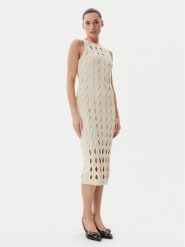 PINKO Sukienka dzianinowa Allan 105190 A2LW Beżowy Regular Fit. Brązowe sukienki Pinko, xs, bez wzorów, z dzianiny, bez kołnierzyka, bez ramiączek. Za 989.99 zł.