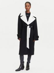 KARL LAGERFELD Płaszcz wełniany A3W15010 Czarny Regular Fit. Czarne płaszcze KARL LAGERFELD, na zimę, bez wzorów, z wełny, bez kaptura. Za 1,949.00 zł.