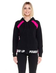 Neonowa damska bluza z kapturem, zapinana na zamek. Czarne bluzy LEONE 1947 APPAREL, na lato, l, bez wzorów, z bawełny, z kapturem. Za 105.21 zł.
