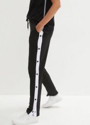Spodnie sportowe z napami, szybko schnące. Czarne spodnie dresowe bonprix, bez wzorów. Za 159.99 zł.