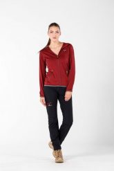 Damska bluza rozpinana z kapturem 100% Merino - Marin/Woolona. Fioletowe bluzy WOOLONA, m, bez wzorów, z materiału, z kapturem. Za 540.00 zł.