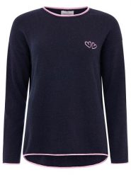 Zwillingsherz Sweter "Double heart" w kolorze granatowym rozmiar: L. Niebieskie swetry Zwillingsherz, l, z aplikacjami, z kaszmiru, bez ramiączek. Za 189.29 zł.